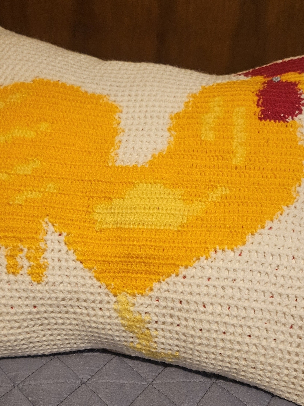 Handmade Yellow Rooster Pillow Cover Accent Decor